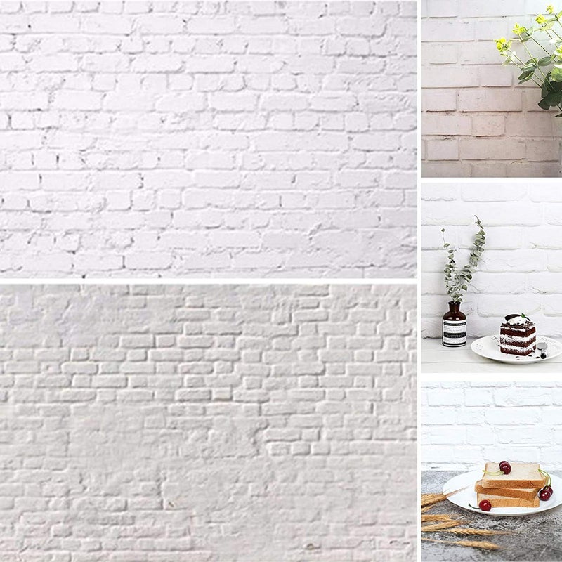 Meking Selens 22x35 inch (56x88cm) 2 in 1 Photography Background Props Wood Brick Wall Marble Pattern Backdrop for Flat Lay Food Jewelry Cosmetics Makeup Small Product Photography, 3 Pieces 6 Graph - Image 2